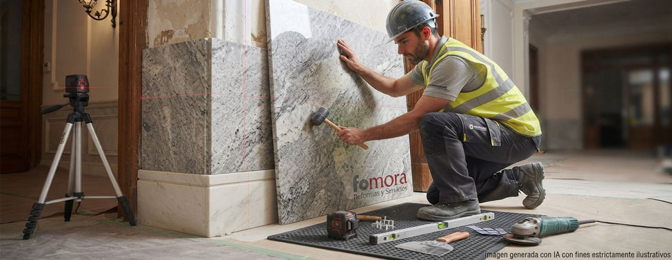 Fomora, reformas de portales en comunidades de vecinos con materiales como granito y mármol